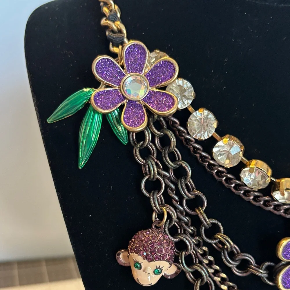 Betsey Johnson Purple Floral and Animal Charm Necklace - Picture 7 of 11